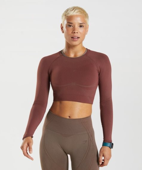 Przycięte Topy Gymshark Apex Seamless Damskie Ciemny Brązowe | PL 824HSR